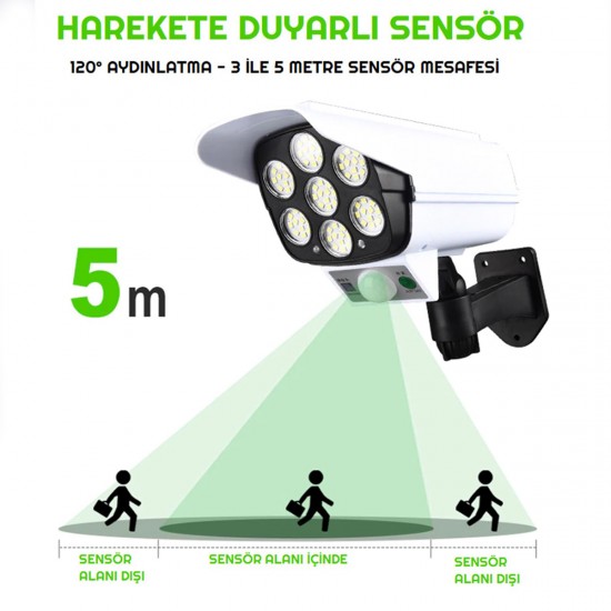 Kamera Görünümlü Güneş Panelli Lamba Hareket Sensörlü Uzaktan Kumandalı Solar Bahçe Lambası Kamera Görünümlü Güneş Panelli Lamba Hareket Sensörlü Uzaktan Kumandalı Solar Bahçe Lambası