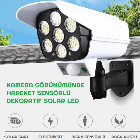Kamera Görünümlü Güneş Panelli Lamba Hareket Sensörlü Uzaktan Kumandalı Solar Bahçe Lambası Kamera Görünümlü Güneş Panelli Lamba Hareket Sensörlü Uzaktan Kumandalı Solar Bahçe Lambası