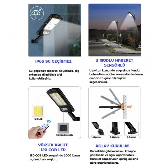 Güneş Panelli Solar Projektör Lamba Uzaktan Kumandalı Şarjlı Solar Lamba Güneş Panelli Solar Projektör Lamba Uzaktan Kumandalı Şarjlı Solar Lamba