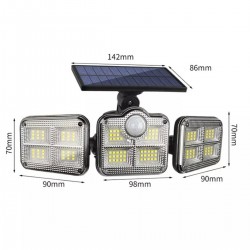 Güneş Enerjili 122 Ledli Üç Başlıklı Solar Garaj Lambası ve Bahçe Lambası