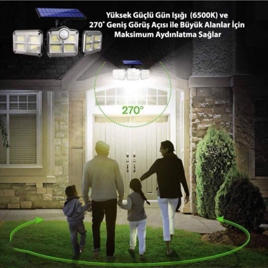 Güneş Enerjili 122 Ledli Üç Başlıklı Solar Garaj Lambası ve Bahçe Lambası Güneş Enerjili 122 Ledli Üç Başlıklı Solar Garaj Lambası ve Bahçe Lambası