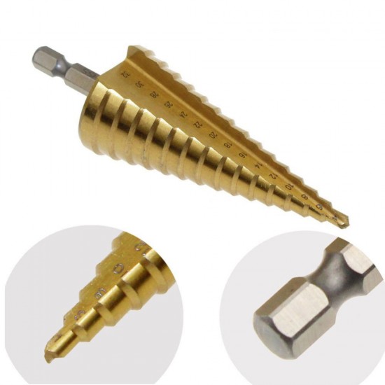 Kademeli Matkap Ucu 4-32 mm Sarı Titanyum Kaplama Kozalak Panç