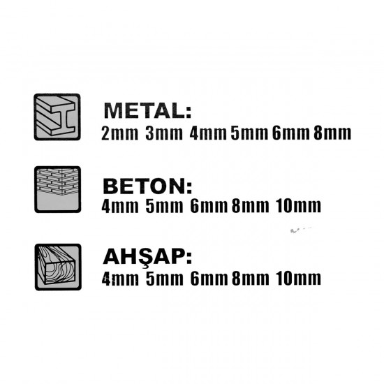 16 Parça Matkap Ucu Seti Ahşap Metal Beton Matkap Ucu