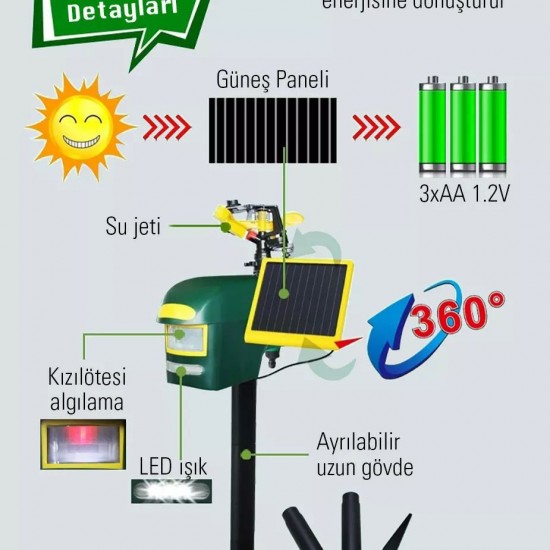 Gardıgo Güneş Panelli Yabani Hayvan Kovucu Şarjlı Flaşlı Sulu Hayvan Kovucu Gardıgo Güneş Panelli Yabani Hayvan Kovucu Şarjlı Flaşlı Sulu Hayvan Kovucu