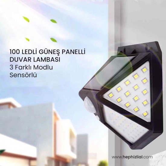 100 Ledli Güneş Panelli Duvar Lambası Solar Aydınlatma 100 Ledli Güneş Panelli Duvar Lambası Solar Aydınlatma