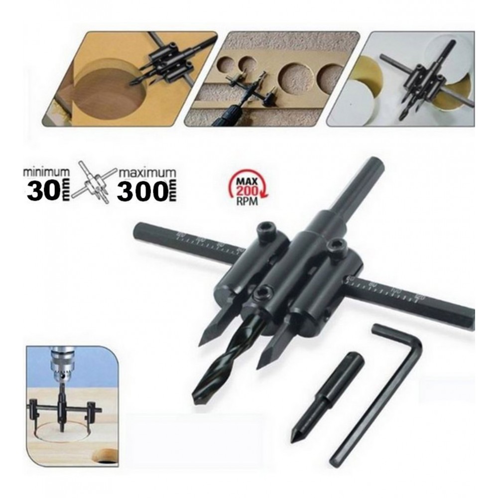 300mm Ayarlı Delme Panç Seti Alçı ve Ahşap Delik Açma Aparatı - Fiyatı ...