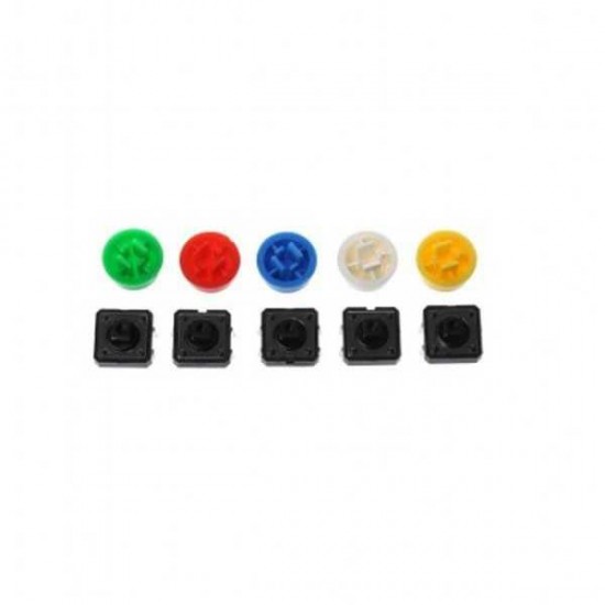 Push Buton ve Renkli Kapak Seti 12x12x7.3mm 50 Parça Push Buton ve Renkli Kapak Seti 12x12x7.3mm 50 Parça
