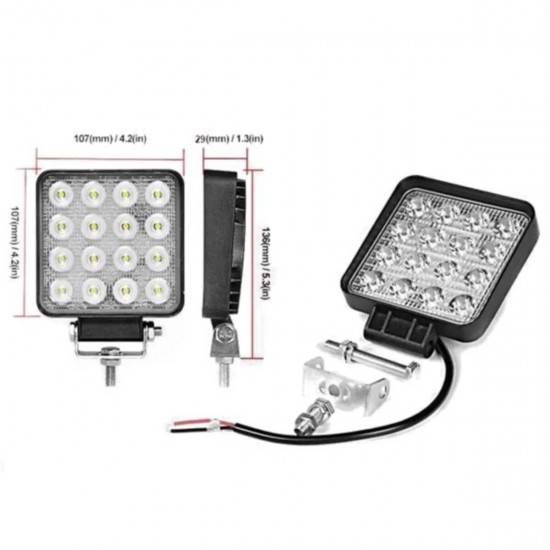 Off Road Beyaz Işık Sis Farı Lambası 16 Led Kare 12-24v Off Road Beyaz Işık Sis Farı Lambası 16 Led Kare 12-24v