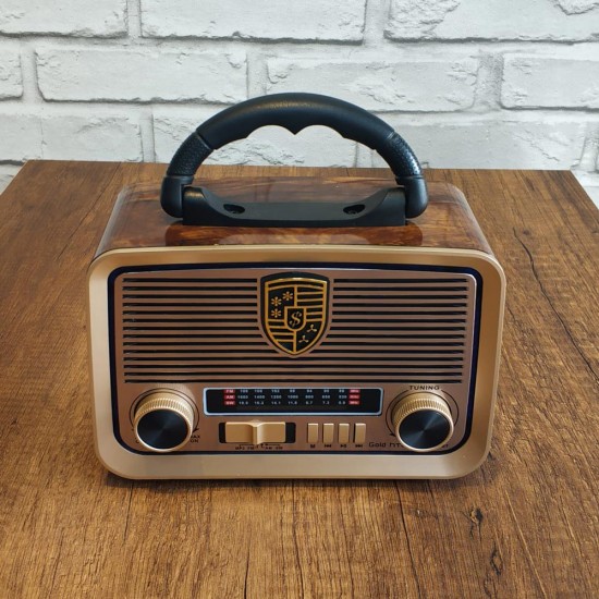 Nostaljik Şarjlı Radyo (USB, Bluetooth, SD, AUX) | HTC 301BT, 3 Bantlı, Led Işıklı, Fenerli
