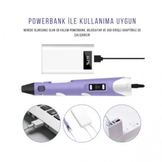 3DPen-2 3D Kalem Ekranlı Usb Kablolu Mor Renk 3D Yazıcı Kalem ( 1.75MM 9M Filament Hediyeli ) 3DPen-2 3D Kalem Ekranlı Usb Kablolu Mor Renk 3D Yazıcı Kalem ( 1.75MM 9M Filament Hediyeli )