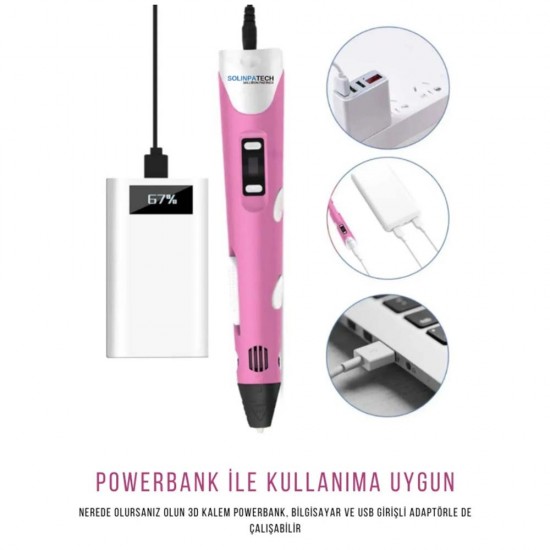3DPen-2 3D Kalem Ekranlı Usb Kablolu Pembe Renk 3D Yazıcı Kalem ( 1.75MM 9M Filament Hediyeli ) 3DPen-2 3D Kalem Ekranlı Usb Kablolu Pembe Renk 3D Yazıcı Kalem ( 1.75MM 9M Filament Hediyeli )